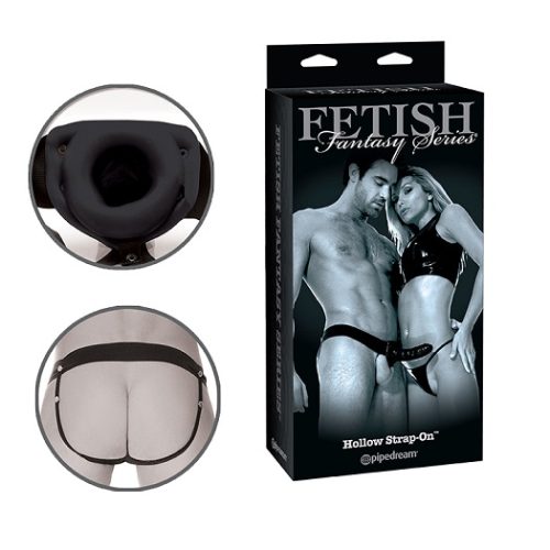 Arnés con Dildo Hueco 16cm Él/Ella Negro FETISH FANTASY SERIES