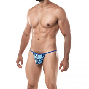Micro Tanga diseño piel de Serpiente Azul G-String CUT4MEN XL