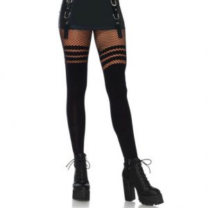 Medias opacas con rejilla y rayas decorativas en la parte superior LEG AVENUE