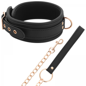 Collar con Correa Negro/Dorado Vegano COQUETTE-FANTASY