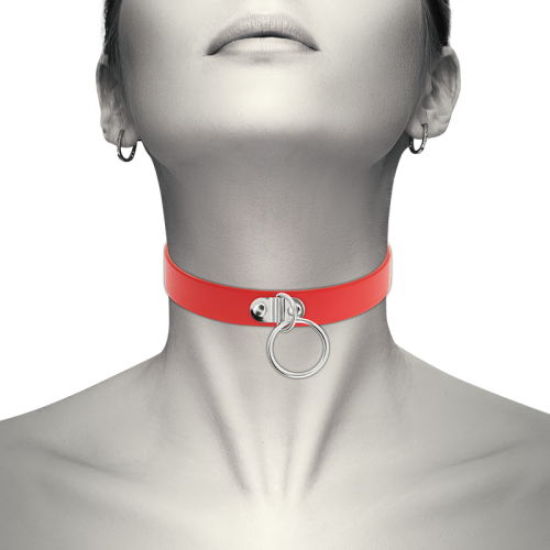 Gargantilla, collar Rojo estilo BDSM con argolla COQUETTE/ACCESSORIES