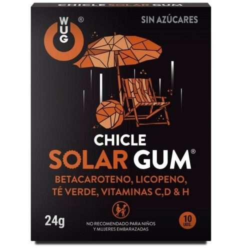 Chicle Solar, ayuda al bronceado, sabor frutas tropicales, 10u WUG FUNCTIONAL GUMS
