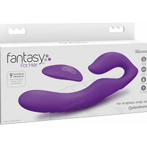 Arnés Doble Vibrador sin sujeción control a distancia morado FANTASY FOR HER