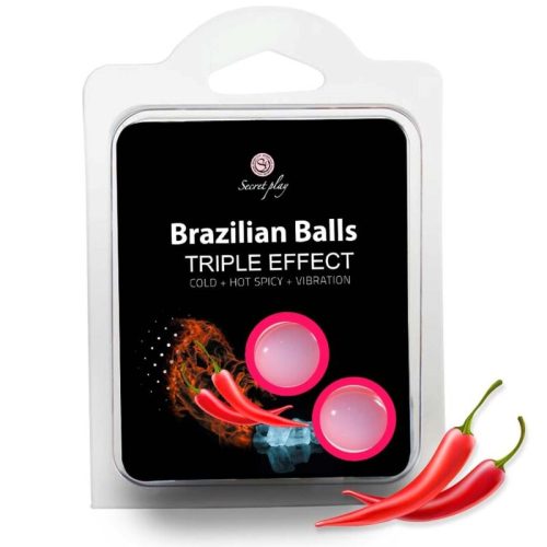 Lubricante en forma de Bola Brazilian Balls, Triple Efecto, 3 Unidades SECRET PLAY