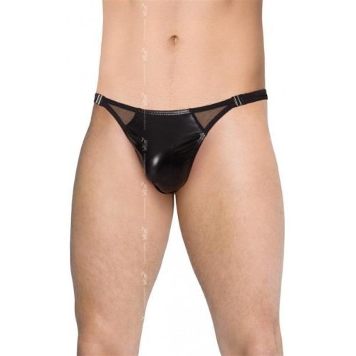 Tanga efecto mojado negro con sistema de apertura Streeper,451814, XL SOFT LINE